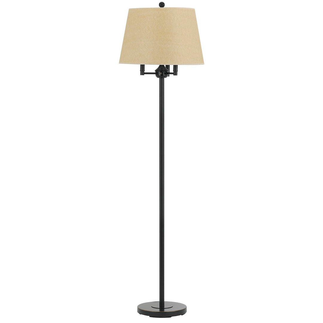 62" Bronze Four Light Traditional Shaped Floor Lamp With Beige Square Shade