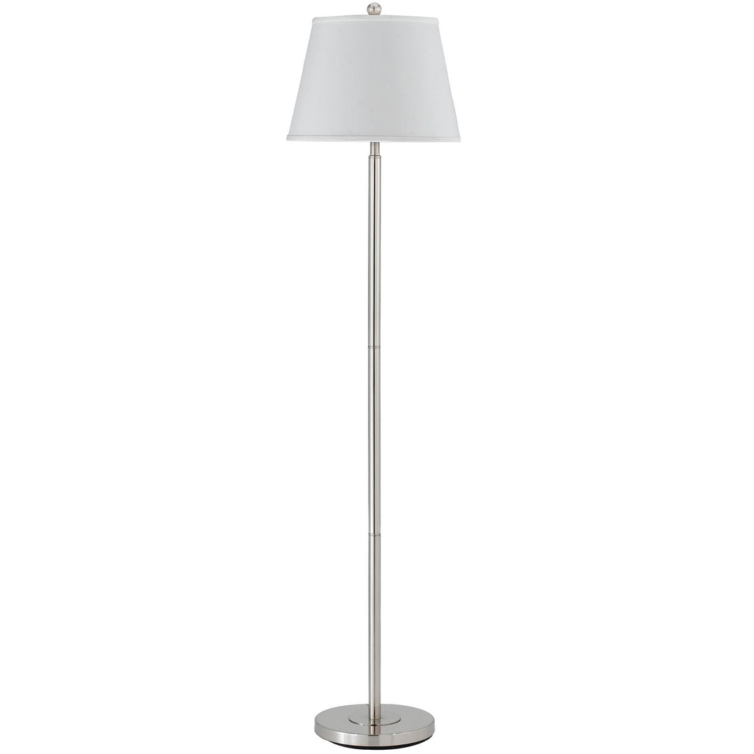 60" Nickel Traditional Shaped Floor Lamp With White Square Shade