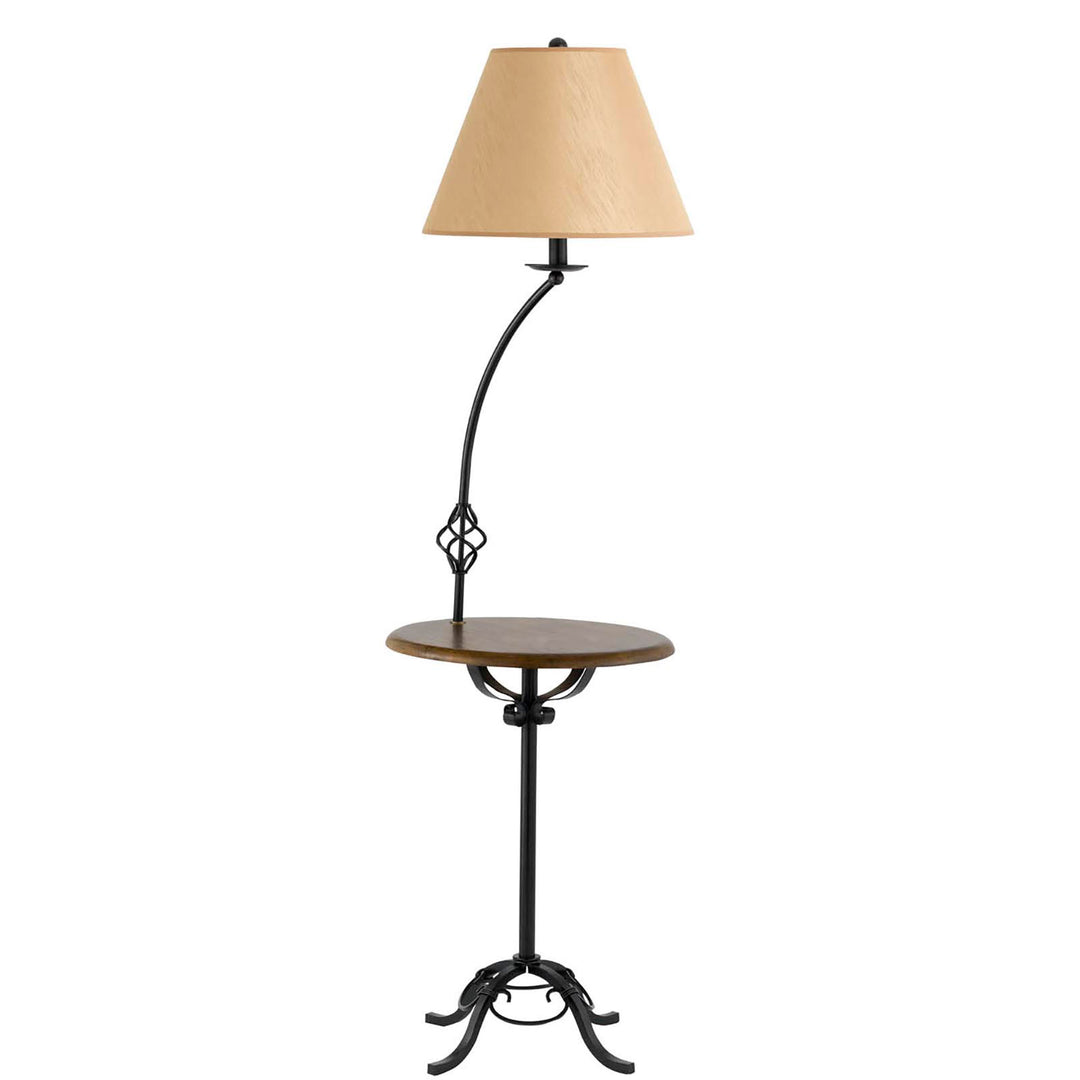 62" Black Tray Table Floor Lamp With Brown Empire Shade