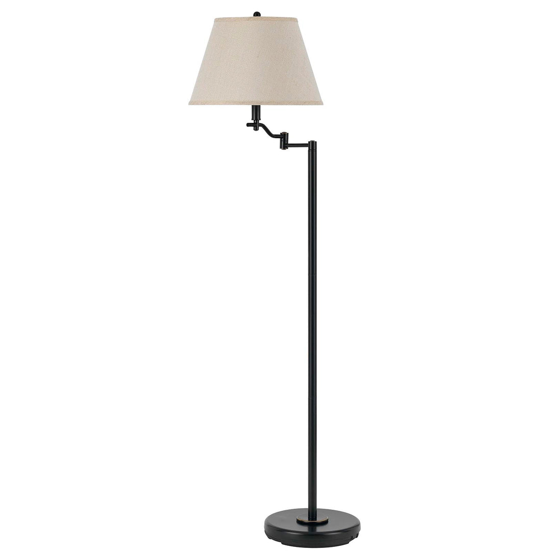 60" Bronze Swing Arm Floor Lamp With Beige Empire Shade