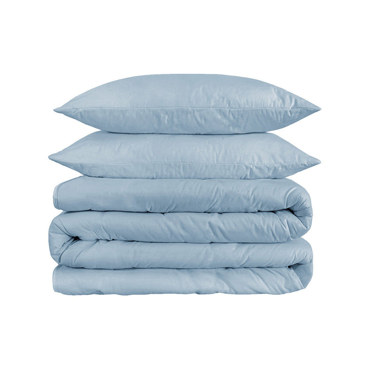 Light Blue King Cotton Blend 1200 Thread Count Washable Duvet Cover Set