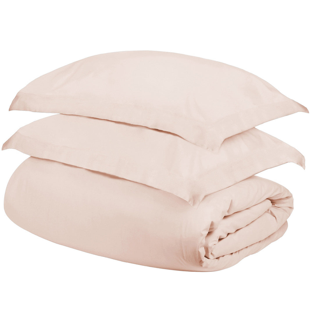 Pink Twin Cotton Blend 400 Thread Count Washable Duvet Cover Set