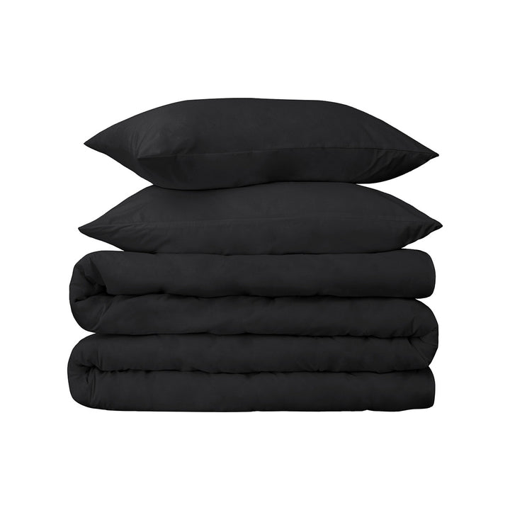 Black Queen Cotton Blend 650 Thread Count Washable Duvet Cover Set