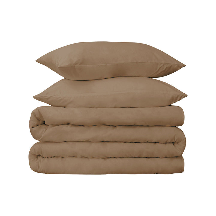 Taupe Queen Cotton Blend 650 Thread Count Washable Duvet Cover Set