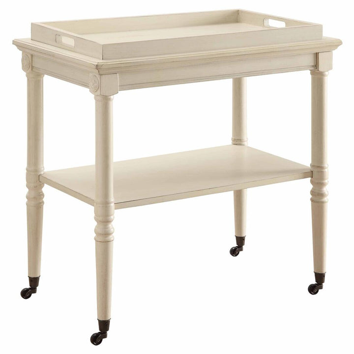 French Style Antique White Trolley Table