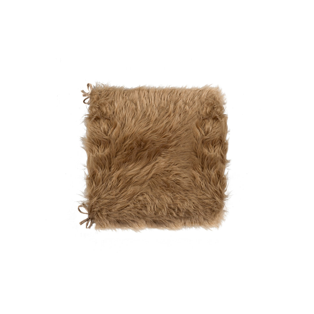 Set Of 2 Cozy Tan Faux Fur Chair Pads