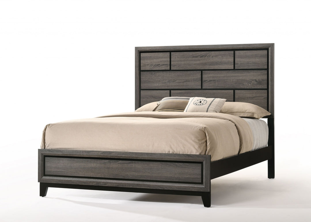 86" X 63" X 56" Queen Weathered Gray Paper Veneer Bed