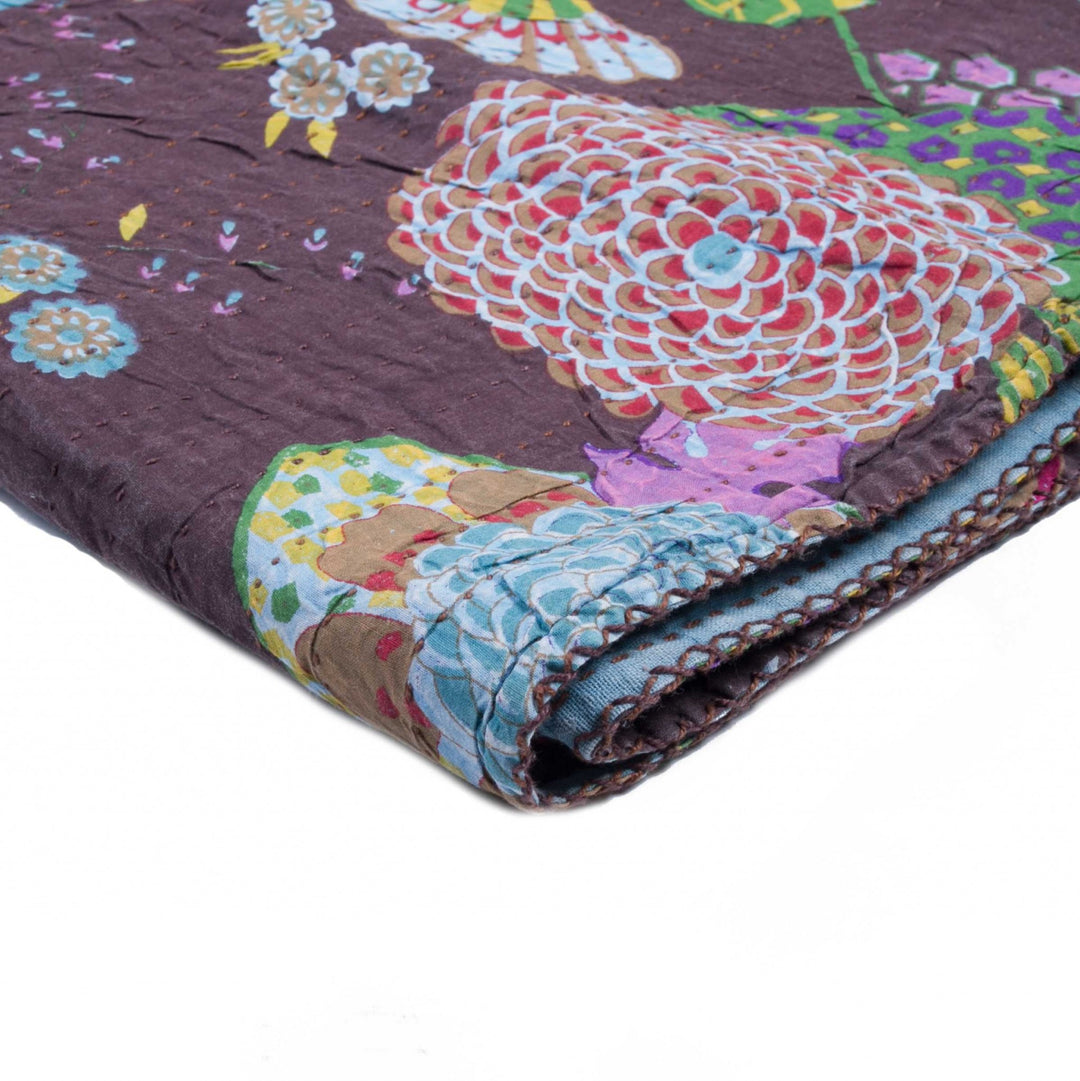 50" X 70" Multicolored Kantha Cotton - Throw