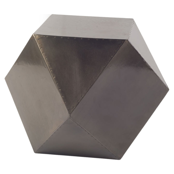 Black Iron Plated End Table With Nail Head Detail Hexagonal