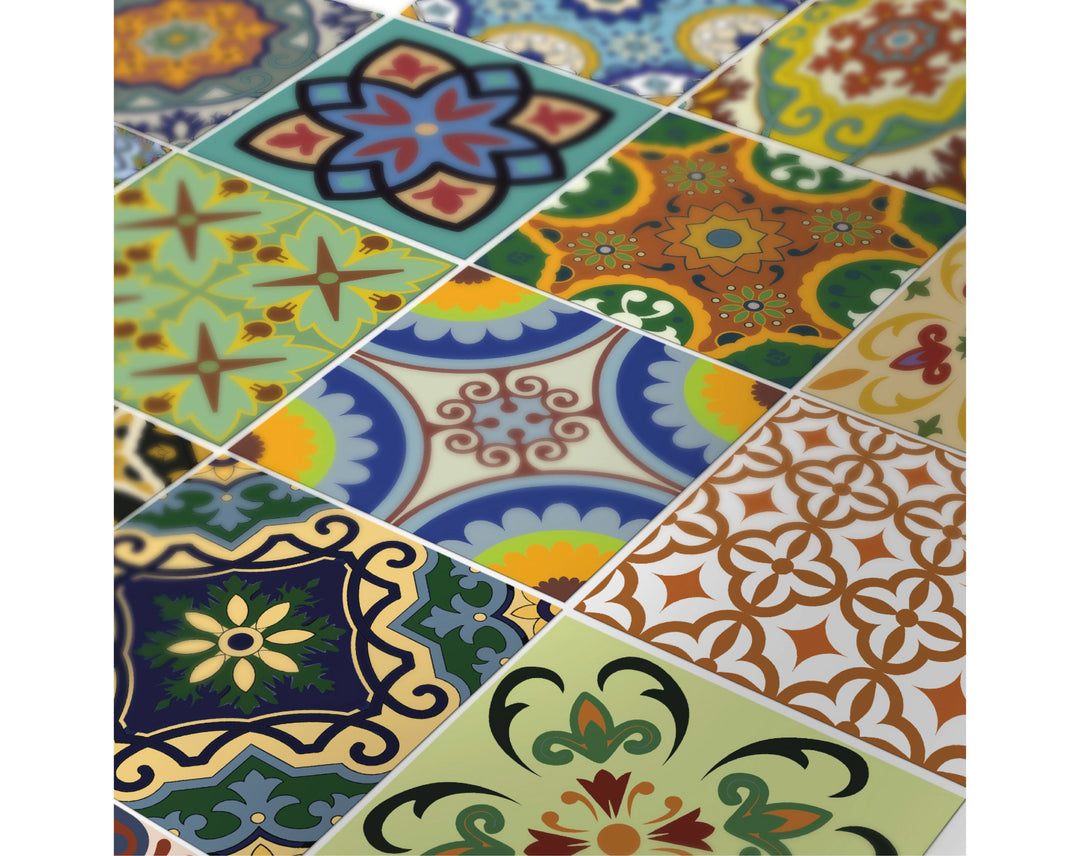 4" X 4" Mediterranean Brights Mosaic Peel And Stick Removable Tiles