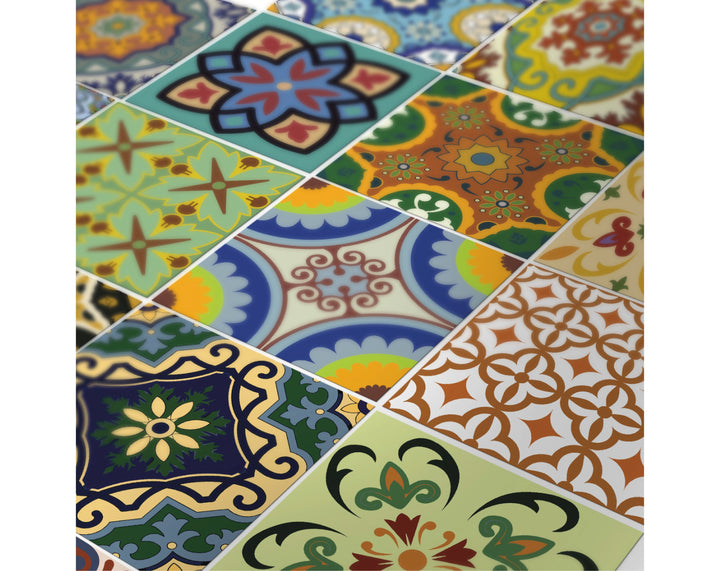 7" X 7" Mediterranean Brights Peel And Stick Removable Tiles