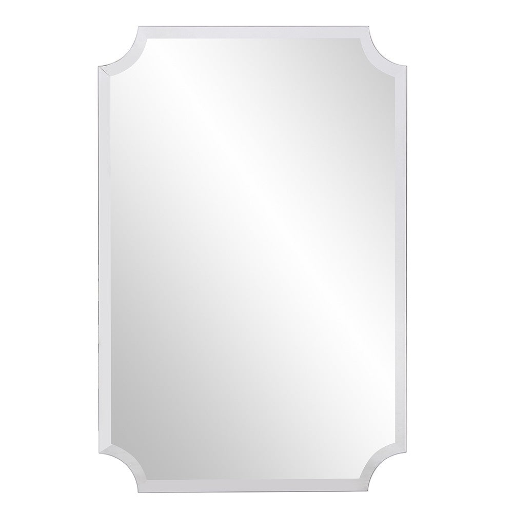 Minimalist Rectangle Mirror With Beveled Edge And Scalloped Corners