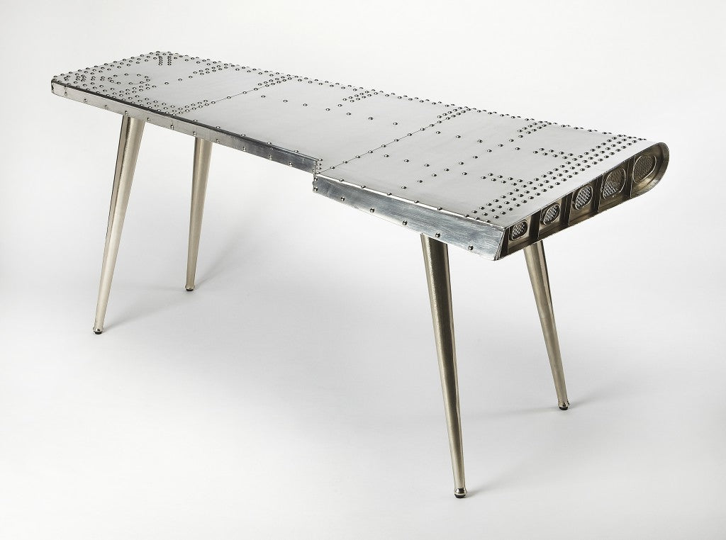 68" Silver Metal Writing Desk