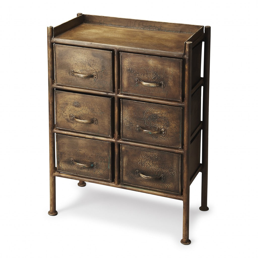 23" Bronze Metal Six Drawer Standard Chest