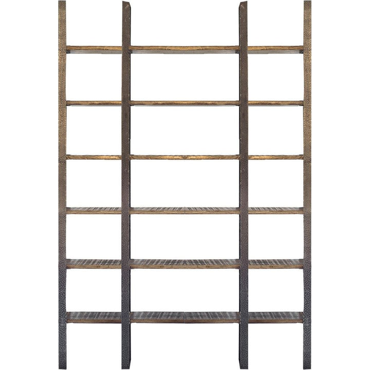 Brown Wood And Iron Six Shelf Standing Unit