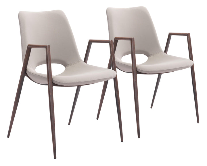 Set of Two Ivory Retro Modern Funk Dining Chairs