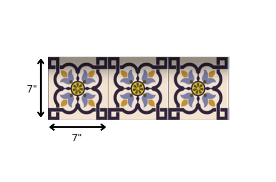 7" X 7" Azul Flora Peel and Stick Removable Tiles