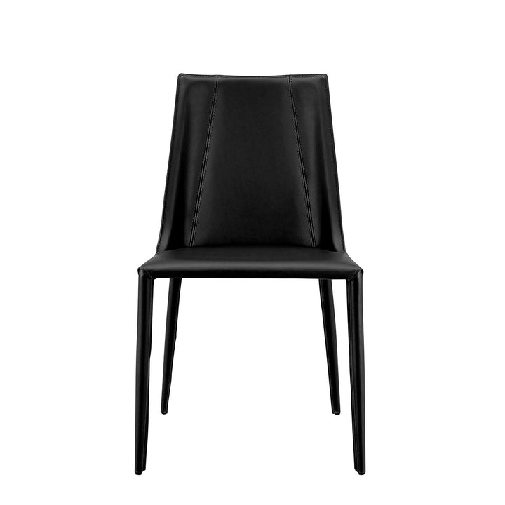 Sleek All Black Faux Leather Dining or Side Chair