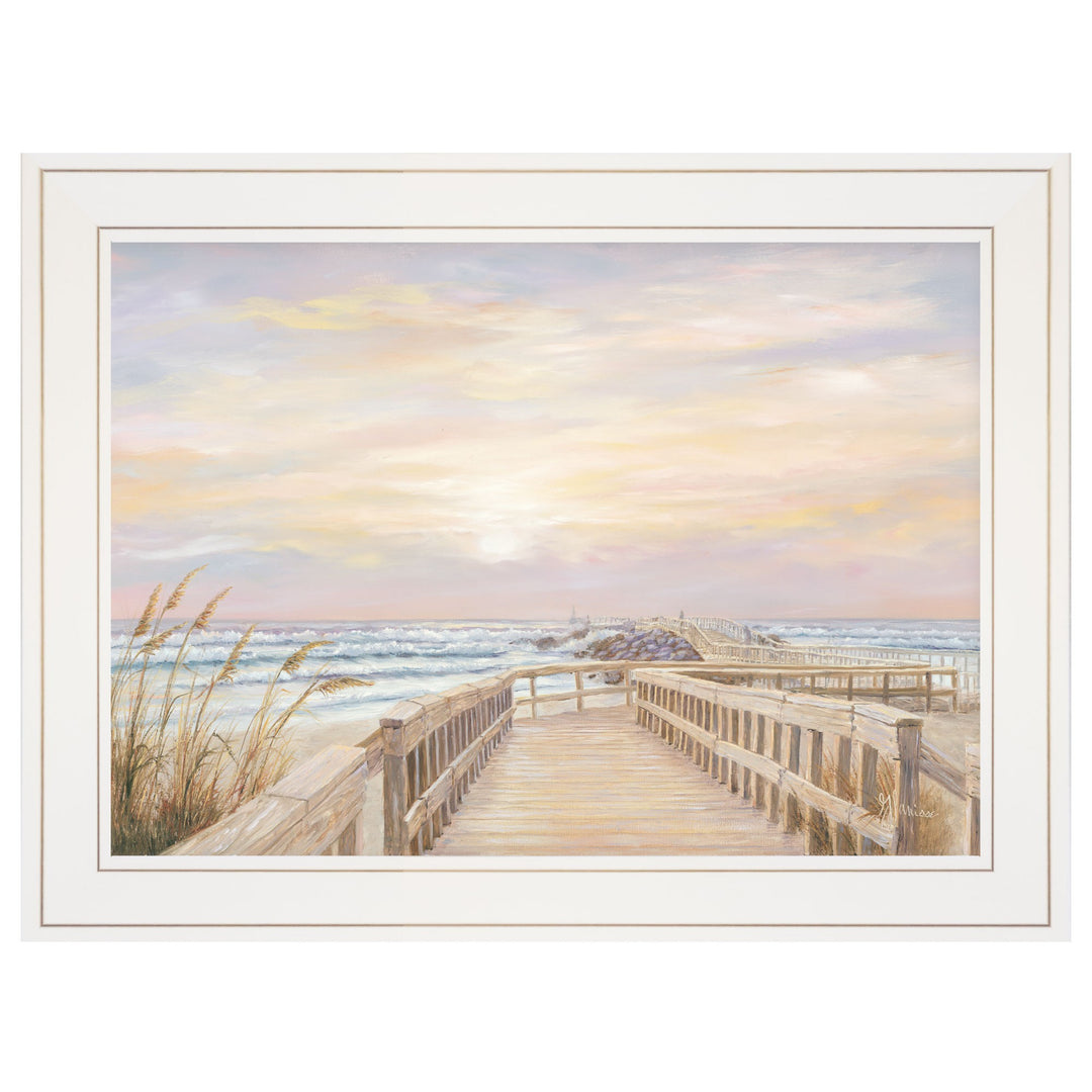 Ponce Inlet Jetty Sunrise 2 White Framed Print Wall Art