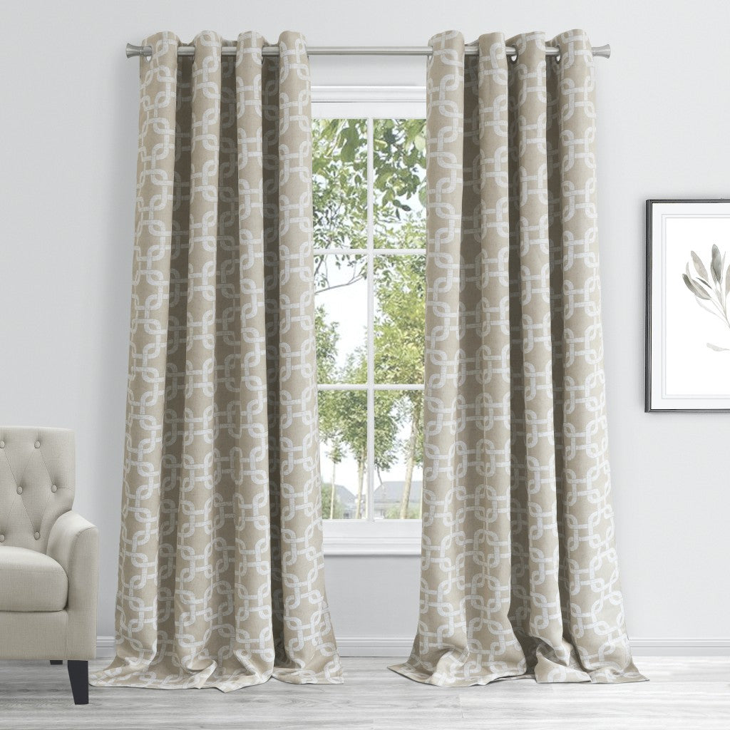 84” Sand Interlock Pattern Window Curtain Panel