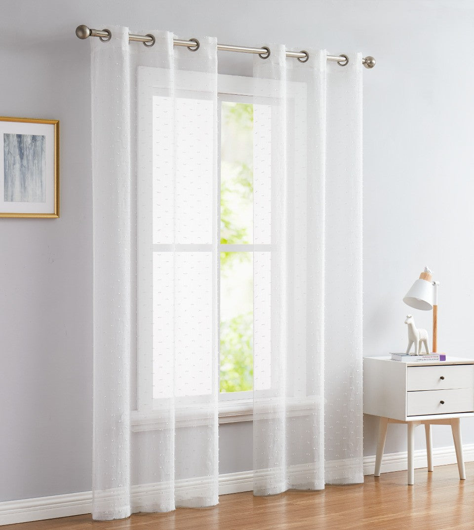 84” White Sprinkled Embellishment Window Curtain Panel