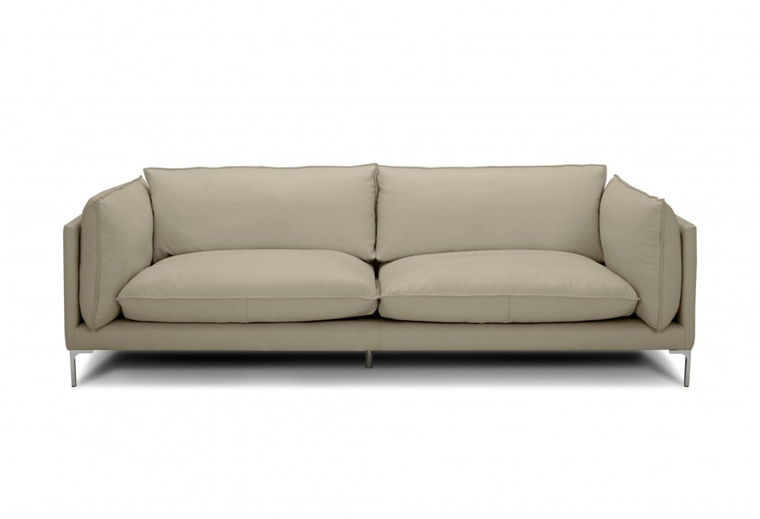 96" Taupe Top Grain Leather Standard Sofa