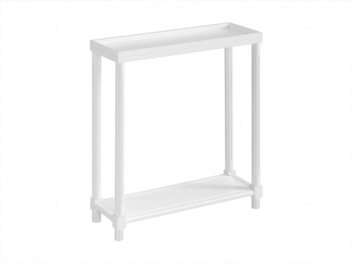 Set Of Two 24" White Narrow Wood End Tables With Shelf