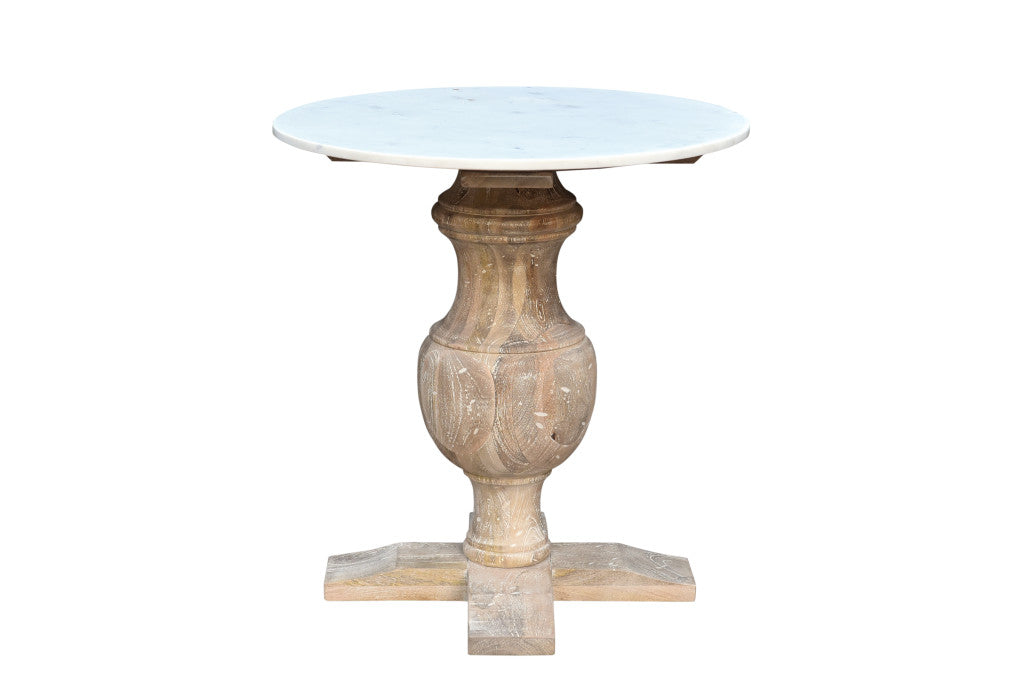 26" Brown Solid Wood Round End Table